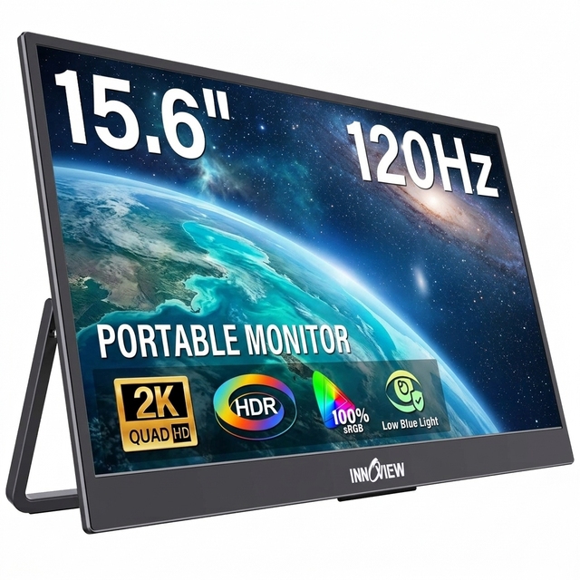 15.6 Inch Innoview Portable IPS Monitor 120Hz HDR With USB C HDMI Wall Mountable for Laptop Mac and Gaming Use