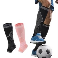 Manchon de compression long tricoté réglable pour football et soccer avec protège-tibias et support de cheville