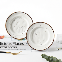 Assiettes à dîner en céramique rustique PITO, assiettes rondes en céramique de 7 pouces, vaisselle en céramique marbrée, assiettes en porcelaine faites à la main