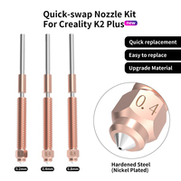 Kit nosel pengganti cepat untuk Creality K2 Plus 0.2/0.4/0.8mm baja keras berlapis nikel pengganti mudah
