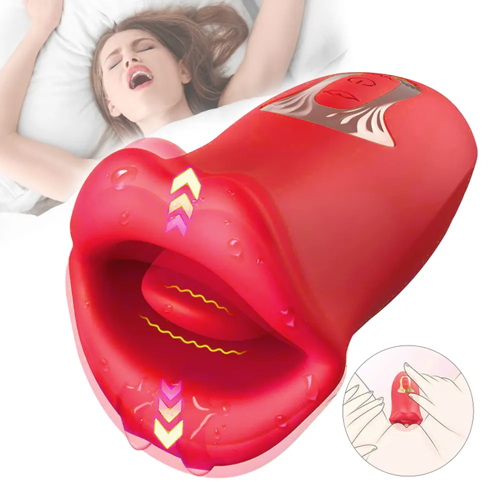 Vibrator for Women 10 French Kissing Patterns & Vibrating Tongue Rose Vibrator Dildo Sex toys massager for Women Tongue Clitoral