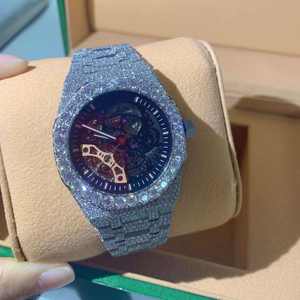 Orologi Meccanici Automatici da <span class=keywords><strong>Uomo</strong></span> in Acciaio Inossidabile con Diamanti Moissanite e Diamanti Naturali Personalizzati di Lusso - Product Image 2