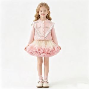 Ensemble de pulls pour filles, automne-hiver, style coréen, tendance, couleur unie, <span class=keywords><strong>petite</strong></span> fille, jupe en <span class=keywords><strong>maille</strong></span> bouffante, ensemble princesse deux pièces - Product Image 5