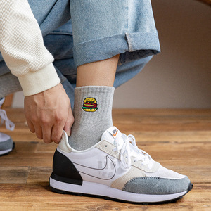 Venta al por mayor <span class=keywords><strong>Pizza</strong></span> Burger <span class=keywords><strong>Calcetines</strong></span> Hombres Dibujos animados Bordado Tendencia Transpirable Wicking Low-Top Mid-Tube <span class=keywords><strong>Calcetines</strong></span> <span class=keywords><strong>de</strong></span> algodón - Product Image 4