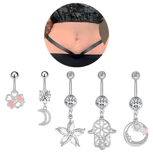 316L Medical Surgical Stainless Steel Belly Ring Jewelry Fashion Body Piercing Jewelry Zirconia Navel Button Rings