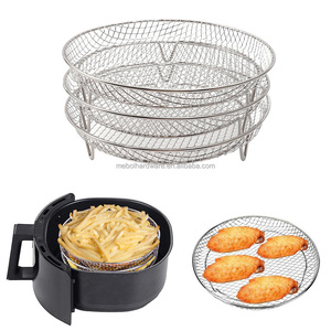 Utensilios de cocina, cesta de freidora de aire de 3 capas, estante redondo SST <span class=keywords><strong>Airfryer</strong></span>, estante de vapor para hornear, compatible con <span class=keywords><strong>Cosori</strong></span> Ninja Russell - Product Image 1