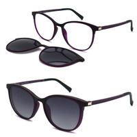 Lunettes de soleil rétro ultem à clipser Lunettes magnétiques vintage personnalisées Ultem Frame Lunettes de soleil à clipser polarisées avec aimant