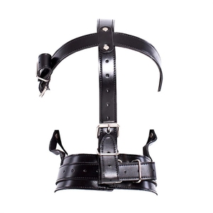 PU cuir Bdsm tête Bondage couvre-chef détachable gode forme bouche Gag balle SM jouets pour femmes hommes - Product Image 5