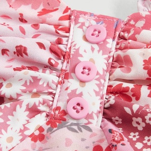 Vestido Mini de Verano para Mujer, Elegante, con Estampado Digital, Ecológico, 100% Algodón, con Escote Fruncido, Tirantes con Lazos y Volantes, Corte en A - Product Image 2