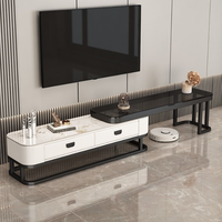 Meuble TV extensible en pierre frittée de luxe léger, style moderne et minimaliste, combinaison table basse et meuble TV pour salon, mobilier de maison