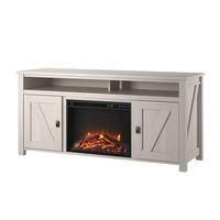2021 Console TV de cheminée électrique en bois moderne pour téléviseurs jusqu'à 60 "meubles grande unité support de télévision à miroir avec cheminée en blanc
