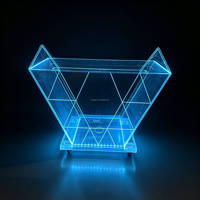 Table de DJ moderne en acrylique transparent avec éclairage LED RGB, cabine de DJ mobile pour bar, club, bar à domicile et salle à manger