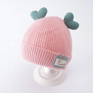 2024 hiver nouveau-né bébé infantile enfant en bas âge mignon chapeau couleur unie <span class=keywords><strong>tricot</strong></span>é coton laine chapeau enfants épais plus chaud <span class=keywords><strong>tricot</strong></span>é à la main chapeaux - Product Image 4
