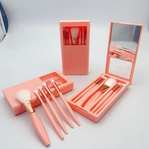 Portable Travel Makeup Brushes Set with Mirror Soft Wood Handle Hair Powder and <b>Eye</b> <b>Shadow</b> Brushes Factory Price Makeup Tool - Product Image 1