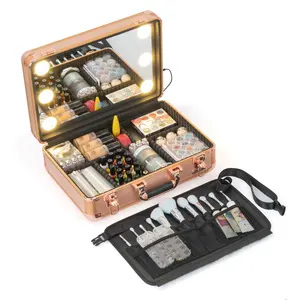Professional makeup box with light portable portable LED large-capacity bride and makeup artist box available power bank