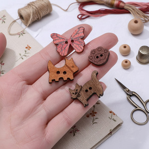 Botones de Madera con Diseño de Cachorro y Gatito de Dibujos Animados, Accesorios de Joyería Ecológicos para Manualidades - Product Image 4