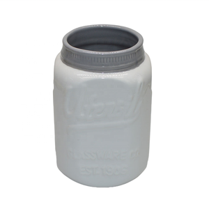 برطمان ميسون سيراميك أزرق سماوي بشعار مخصص مقاس كبير مناسب للاستخدام الفريد والطعام - Product Image 2