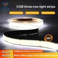 Bande LED COB Super Lumineuse SXZM 24V, 3 Rangées, 960 LED, Version Large de 15mm, Ruban Lumineux Flexible pour Projets Commerciaux et Bureaux
