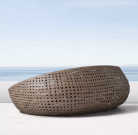 Sofá Cama de Ratán para Jardín y Terraza, Tumbona para Piscina, Cama de Ratán para Hotel y Villa, en Oferta