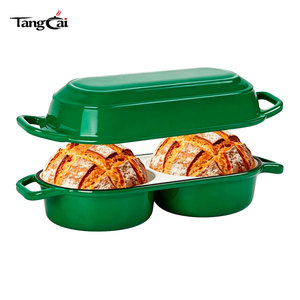 Marmite à pain double ronde <span class=keywords><strong>en</strong></span> <span class=keywords><strong>fonte</strong></span> <span class=keywords><strong>émaillée</strong></span> la plus vendue avec couvercle, 16 cm de diamètre, mini <span class=keywords><strong>cocotte</strong></span> hollandaise pour la cuisson du pain au levain - Product Image 3