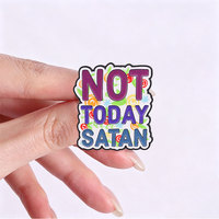 Broche en émail 'Not Today Satan' avec motif floral, en alliage de zinc, pour sac à dos, veste, chapeau, revers, accessoire de collection