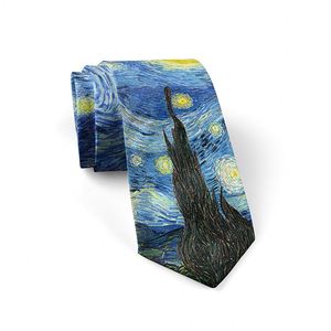 Fête décoration cravate drôle cravate fête Banquet costume cadeau pour hommes quotidien taffetas Van Gogh Image tournesol impression cravate pour hommes - Product Image 5