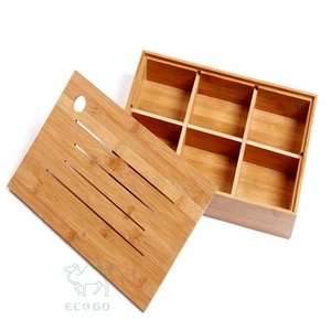 Eco-Friendly Natural Bamboo 4-Compartment <b>Snack</b> <b>Tray</b> with Lacquered Finish Divided Wooden Serving Platter for Party Appetizers - Product Image 5