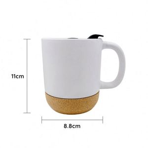 Thermal Transfer Cork Base Ceramic Mug Sublimation Detachable Cork <b>Lid</b> Eco-Friendly <b>Microwave</b> Safe Ins Promotional - Product Image 2