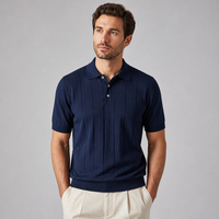 Polo en maille côtelée à manches courtes pour homme, mélange cachemire et laine, pull décontracté, personnalisable avec logo, vente en gros, idéal pour les entreprises en Europe