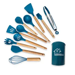 Оптовая продажа, кухонные принадлежности, инструменты для готовки, кухонная утварь, силиконовая лопатка с деревянными ручками