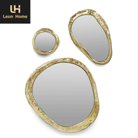 Table de console de miroir de cadre en laiton doré de haute qualité 3 pcs et ensemble de miroir miroir mural de luxe