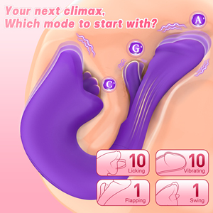 Vibratore con Linguetta Leccante, Oscillante e Picchiettante, Massaggiatore Punto G, Stimolatore Clitorideo, Doppia Stimolazione, in Silicone, Giocattoli Sessuali per Adulti <span class=keywords><strong>da</strong></span> Donna - Product Image 2