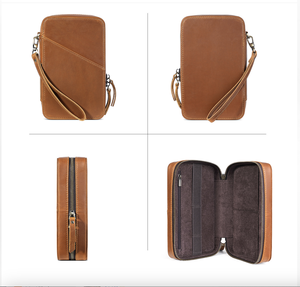 Ando <b>Bag</b> Leather Electronics Organizer Travel <b>Tech</b> Pouch Cable Charger Storage <b>Bag</b> with Detachable Wrist Strap - Product Image 3