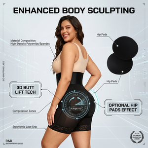 Shorts sculptants BBL personnalisés en gros, taille haute, effet ventre plat, rehausseur de fesses et de hanches, gainant à compression moyenne pour femme - Product Image 2