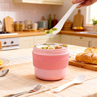 Boîte à lunch empilable de 450 ml en acier inoxydable 304, isolée, lavable au lave-vaisselle, utilisable au micro-ondes, étanche, écologique, sans BPA, de qualité alimentaire