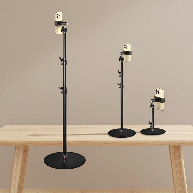 2.1M Adjustable Height Durable Microphone Floor Stand With Round Metal Microphone Stand Easy to Use in the Studio and On-Site