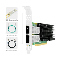 LR-LINK PCIe 4,0x16, puerto Dual, 100Gbps, 2 x QSFP28, chipset Intel E810, adaptador de tarjeta de red Ethernet con cable para servidor