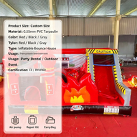 Château gonflable CE certifié en forme de caserne de pompiers avec toboggan, en PVC de qualité commerciale, idéal pour les fêtes d'enfants et la location commerciale