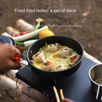 Ensemble de cuisine d'extérieur en oxyde d'aluminium 2-3 pièces, portable, multifonctionnel, pour camping et pique-nique, avec pot, bol et réchaud à gaz DS-300