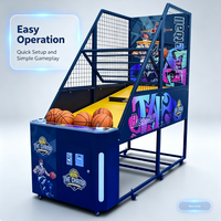 Machine de tir au basket à monnayeur avec panneau de scores LED à cadre métallique robuste, graphiques flamboyants, 110V 240V, direct usine