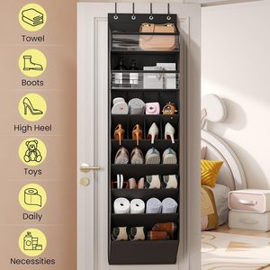 Over The Door <b>Shoe</b> Organizer 8 Pockets Clear Pockets Hanging Rack For <b>Shoes</b> Handbags Closet Storage Rectangle <b>Hook</b> Type - Product Image 2