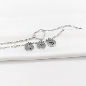 Nouvelle mode Bracelet coeur personnalisé et médaille gravée <span class=keywords><strong>cadeau</strong></span> <span class=keywords><strong>de</strong></span> fête des grands-mères bijoux maman <span class=keywords><strong>cadeau</strong></span> pour femmes - Product Image 5