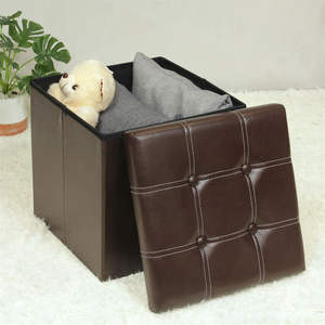 BAILEY <span class=keywords><strong>pas</strong></span> <span class=keywords><strong>cher</strong></span> noir coffre de rangement en cuir bureau dortoir <span class=keywords><strong>marocain</strong></span> pouf de stockage vache pouf petit pouf de rangement pliant - Product Image 5