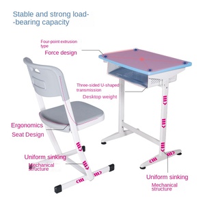 Silla de Escritorio para Aula de Primaria, Mesa de Estudio para Niños, Mesa de Escritura Ajustable en Altura, Metálica, Moderna, PT-307A, para Escuela - Product Image 2