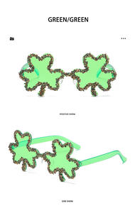Зеленые очки # GL000018 для костюма клевера с четырьмя листьями для Saint Patricks Day - Rimless St. Patrick's Day Shamrock солнцезащитные очки - Product Image 5