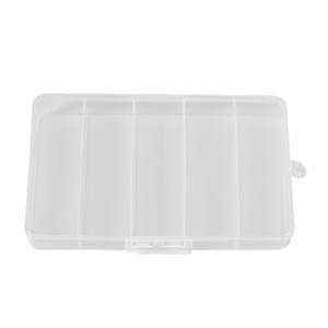 Caja de plástico transparente para aparejos de pesca, 5 compartimentos, 17,5x11,6x2,1 cm, almacenamiento de escritorio para señuelos y piezas pequeñas - Product Image 3