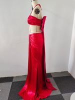 Ensemble de soirée de luxe Bettergirl 2026, nouvelle collection, couleur unie, satin, sans bretelles, fente, longue traîne