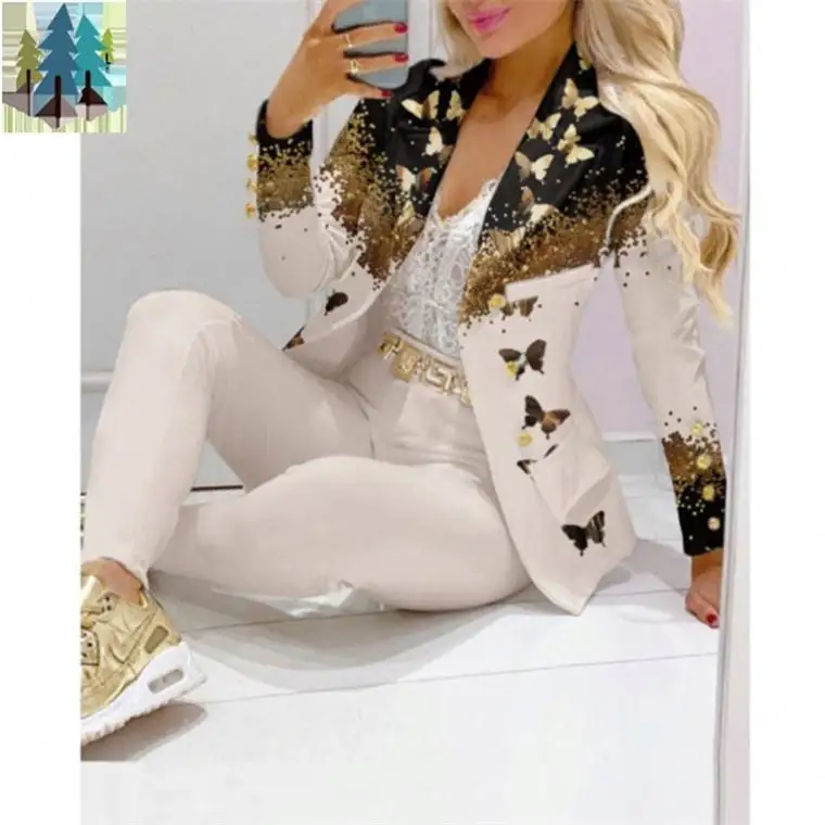 Customized Logo Women Clothing office printing office suit sexy v neck ladies blazers plus size women suits & tuxedo