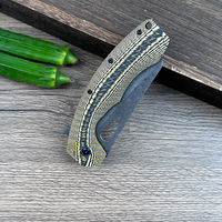 Couteau pliant en acier Damas 60 HRC, manche G10, outil EDC de poche pour le camping et la randonnée