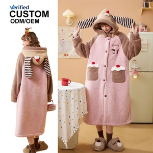 Pigiama da donna in pile corallo caldo con stampa cartone animato Bassotto, maniche lunghe, in terylene, per cosplay e feste IM151-W - Product Image 1